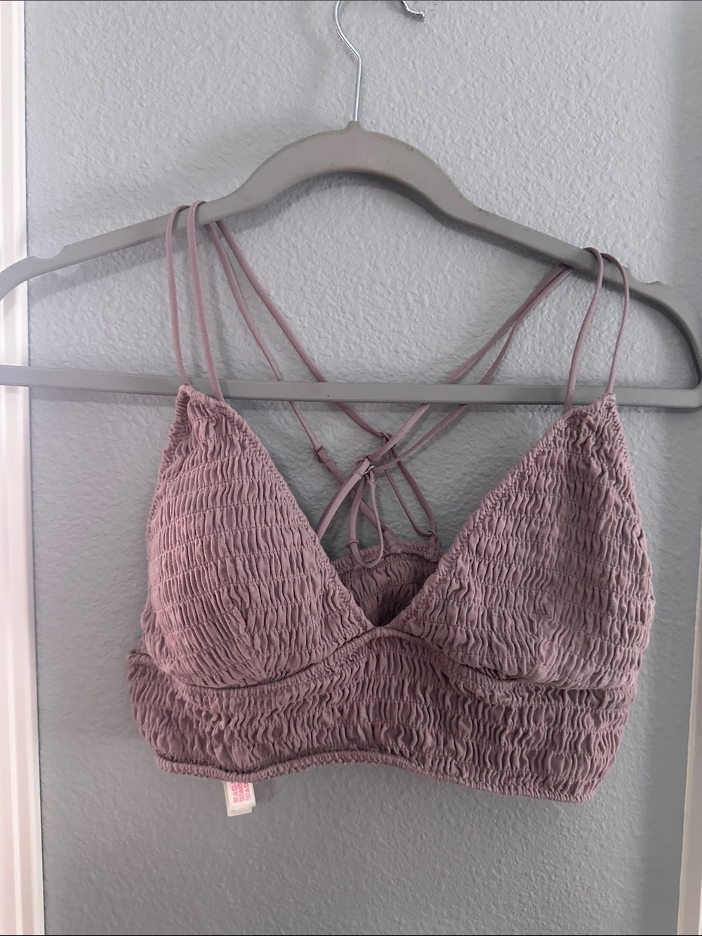 Smocked Strappy Bralette - Dusty Rose